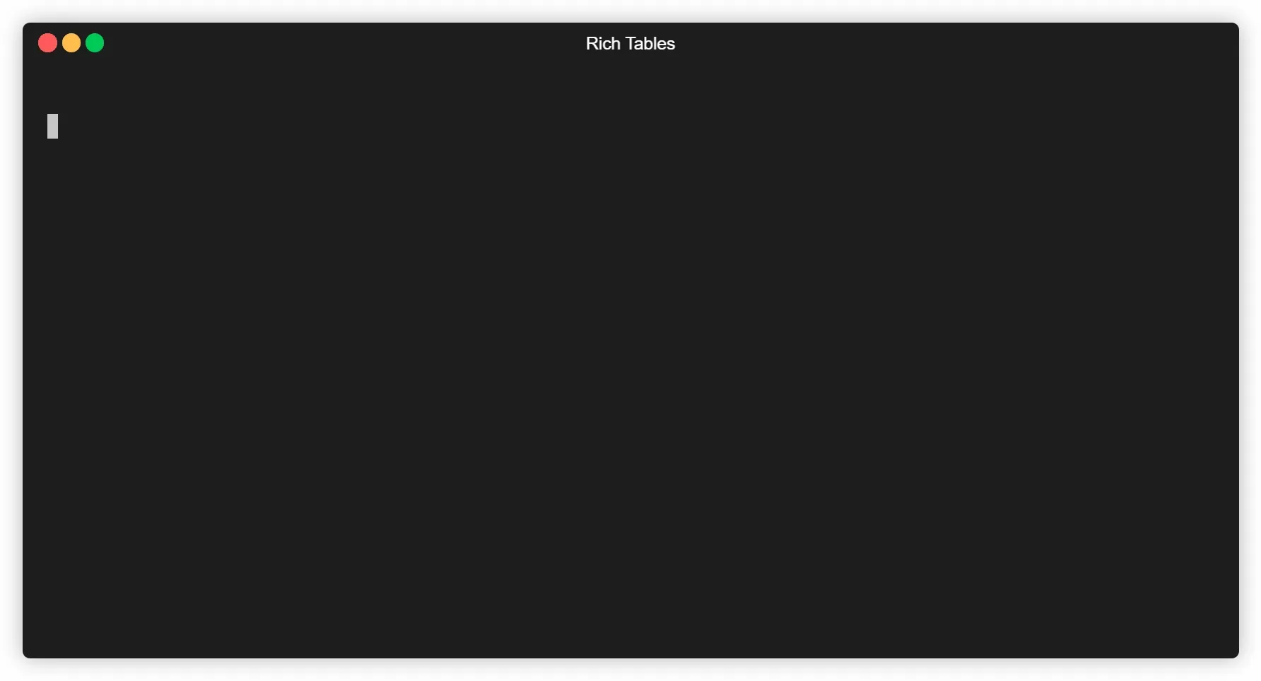 Terminal demo of growing tables